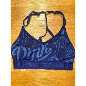 Victorias Secret Pink Navy Blue Sports Bra Padded Activewear Size XS